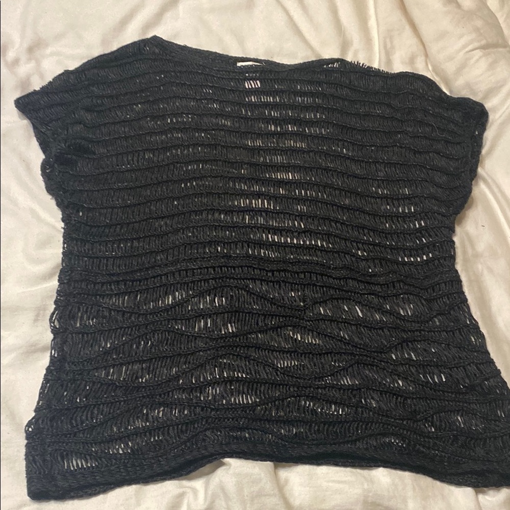 Black Knit Short Sleeve Top